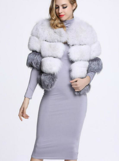 Faux Fox Fur Short Half Sleeve Coat Female