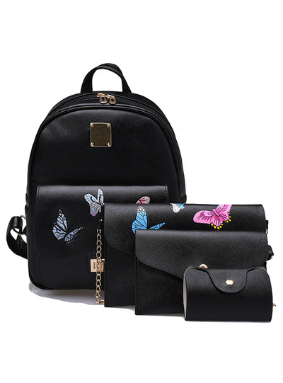 Embroidery Butterfly Backpack Women 4 Pcs/Set 