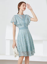 Lace Flying Sleeve Slim Dress
