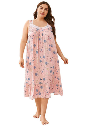 Rayon Printed Large Size Women's Nightgown