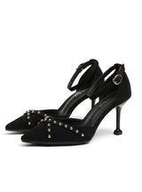 Single Shoes Buckle Pointed Heel Rivet