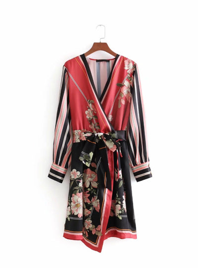 V Neck Long Sleeve Wrap Dress Casual Summer Dresses