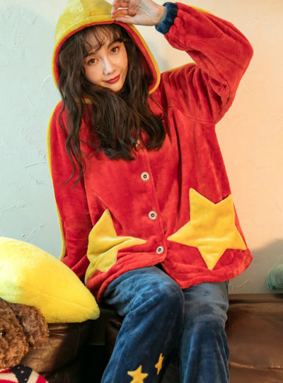 Thickened Hooded Velvet Warm Sweet Flannel Cute Cartoon