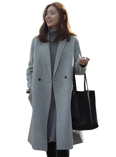 Cotton Padded Wool Blends Solid Oversized 