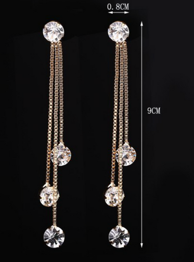 Rhinestone Earrings Brief Personality Tassel 