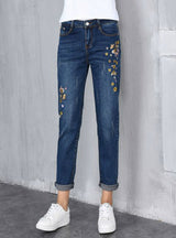 High Waist Plus Size Embroidery Harem Jeans 