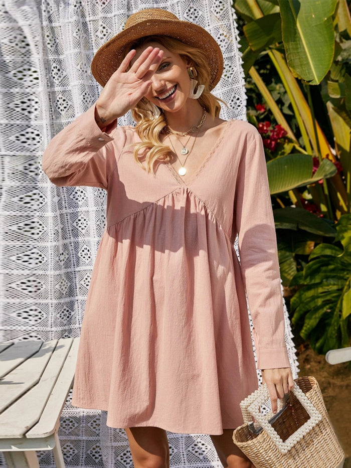 Loose Casual V-neck Long Sleeve Dress