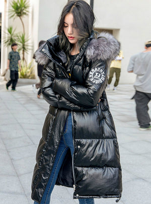 Women Winter Down Jacket Chic Big Fur Warm
