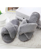 Women Home Slippers With Faux Fur 