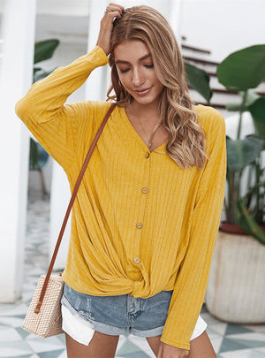 Simple V-neck Thin Top