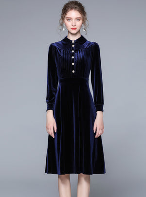 Slim Velvet Long Sleeve Dress