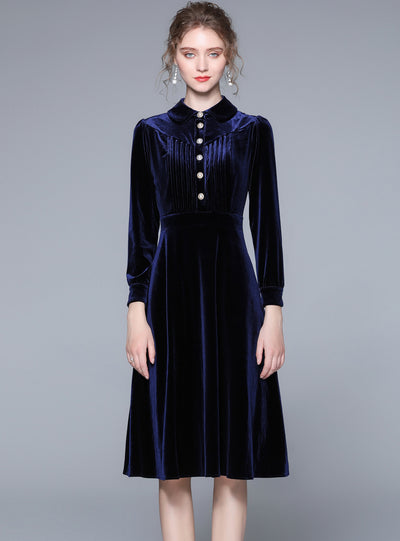 Slim Velvet Long Sleeve Dress