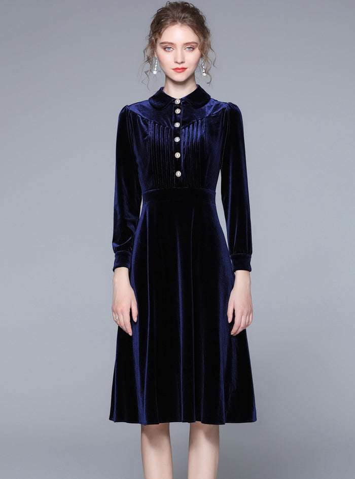 Slim Velvet Long Sleeve Dress