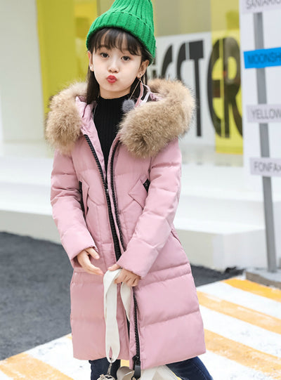 Winter Thicken Parka Real Fur Hooded Children Outerwear Coats