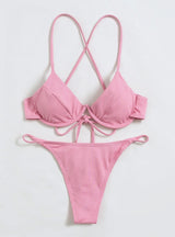 Sexy Backless Solid Color Split Swimsuit