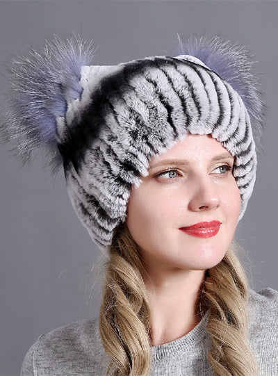 Rex Fur Hats Ladies Thicken Keep Warm