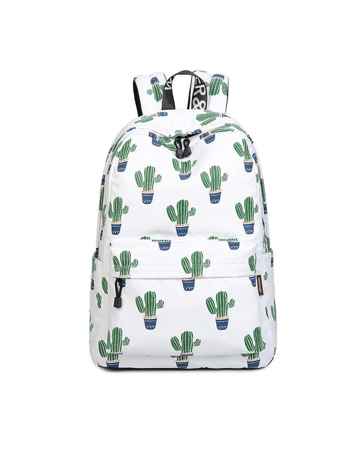Cactus Pattern Printing Book Bag Female School Bagpack