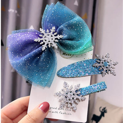 Christmas Snowflake Hair Accessories Crystal Hair Clips