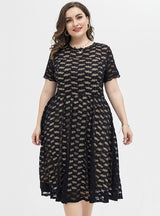 Plus Size Sheath Short Sleeve Lace Dress