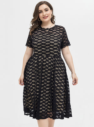 Plus Size Sheath Short Sleeve Lace Dress