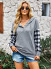 Women Long Sleeve Plaid Loose Top
