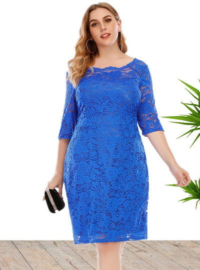Short Sleeve Lace Medium Short Dress