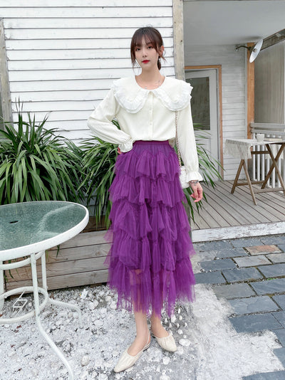 Women Yarn Splicing Cake Skirt