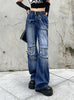 Retro Slim Waist Pocket Loose Jeans