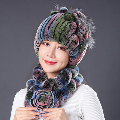 Rex Fur Hat Winter Scarf Collar Suit