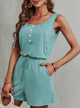Summer Solid Color Sports Slim Jumpsuit