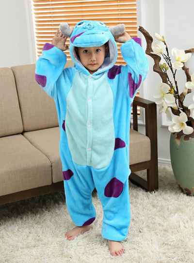 Children's Onesie Cosplay Blue Cow Animal 