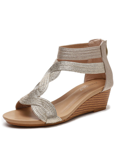 Women Zipper Wedge Sandals
