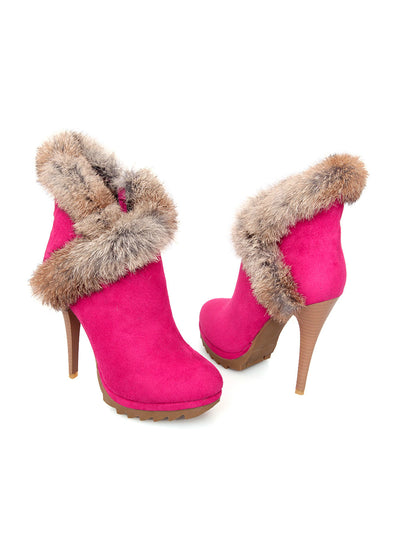 Ankle Boots Winter Platform Boots High Heels Rabbit Fur