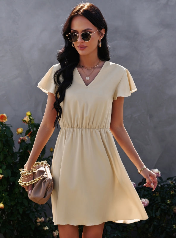 Fashion V-neck Lace Chiffon Dress