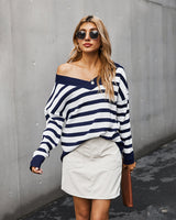 V-neck Striped Warm Sweater