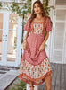 Bohemian Style Print Square Collar Dress