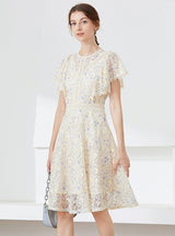 Lace Flying Sleeve Slim Dress
