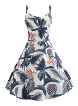 Straps Print Sleeveless Vintage Dress