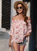 Women Printed Chiffon Off the Shoulder Shirt