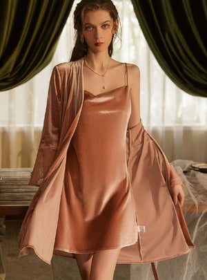 Velvet Sling Nightgown Two-piece Set