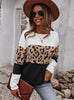 Leopard Print Stitching Long Sleeves Sweater