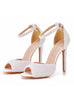 White Pearl Fish Mouth High-heeled Sandals