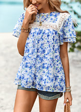 Printed Short-sleeved Round Neck Shirt