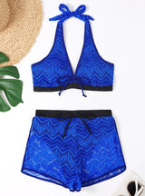 Hollow Solid Color Sexy Mesh Swimsuit