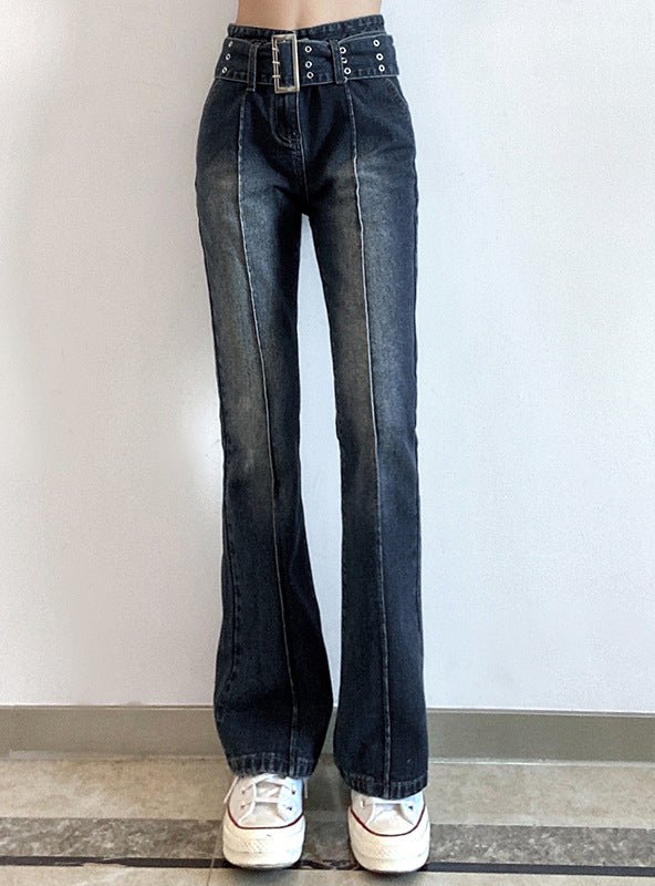 Stretch Horn Straight Hip-lifting Jeans