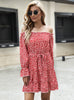 Trumpet Sleeve Flower Print Dress