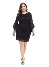 Plus Size Black Lace Long Sleeve Dress