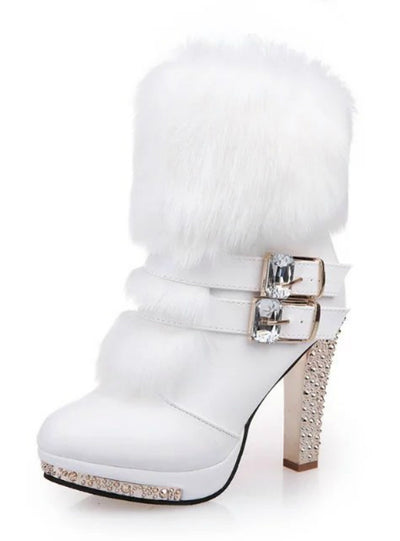 Winter Fur Boots Plush Warm Platform Ankle Boots