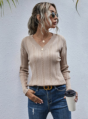 Twisted Pullover Long Sleeve Knitted Bottoming Shirt