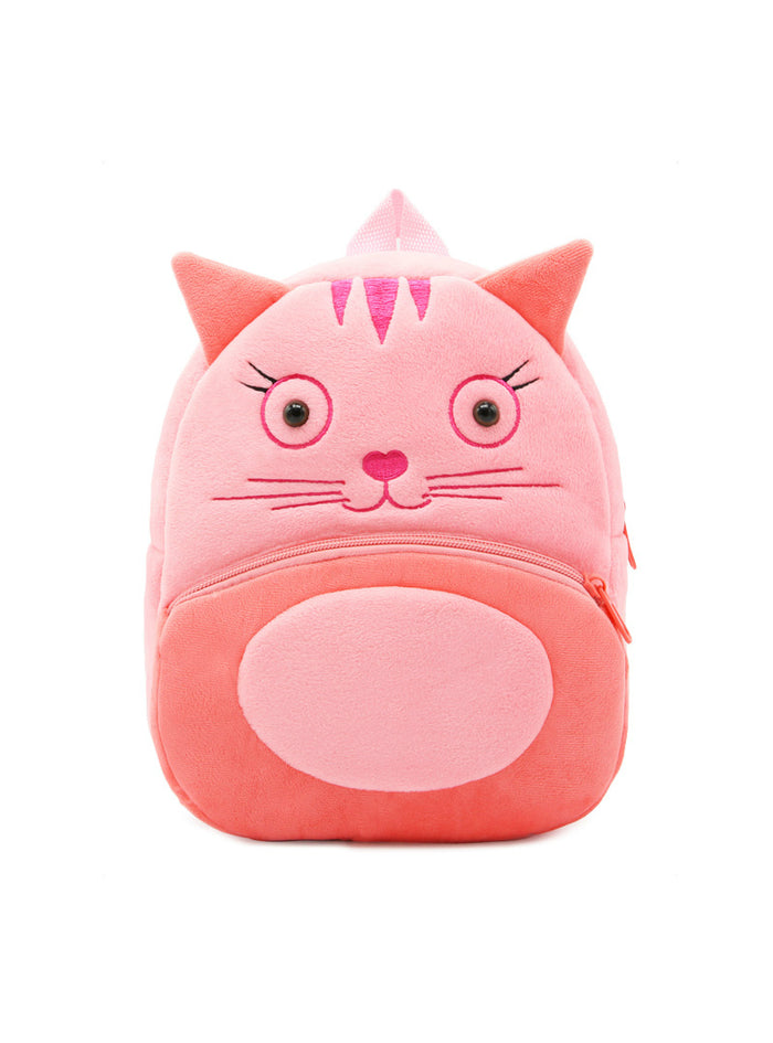 Cartoon Plush Children Backpacks Pink Cat 